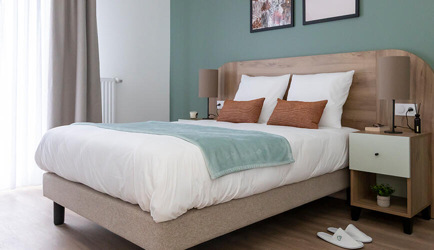 Lit d'un logement de la résidence services seniors de Brest - Residence Brest Centre