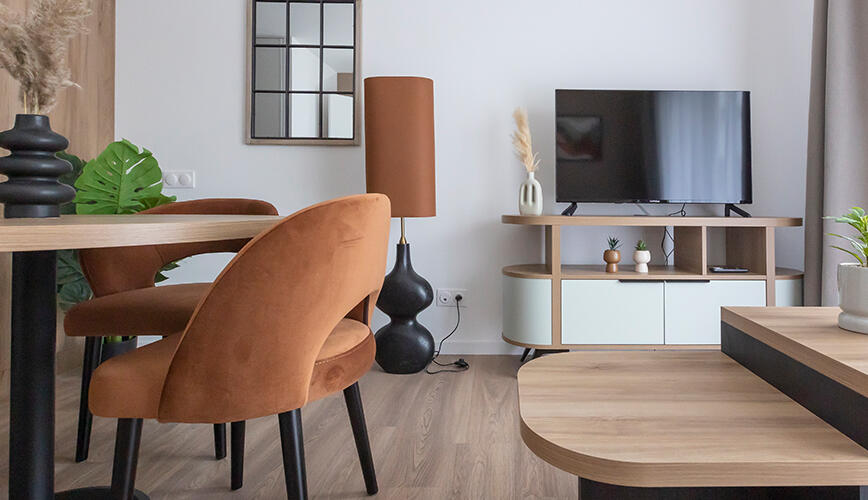 Coin TV d'un logement de la résidence services seniors à Brest - Residence Brest Centre