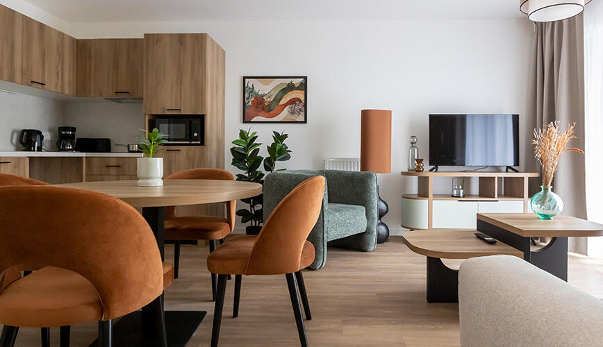 Séjour lumineux d'un appartement de la résidence senior Brest Centre - Residence Brest Centre
